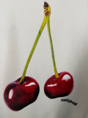 EDIKTED Cherry Graphic Hoodie - Red Cherries on White